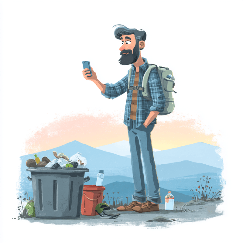 A spotter — someone documenting trash on the trail